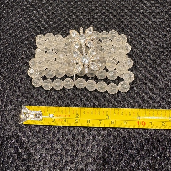 Sparkle & Shine Clear Beaded Floral Cuff Bracelet - Picture 6 of 7